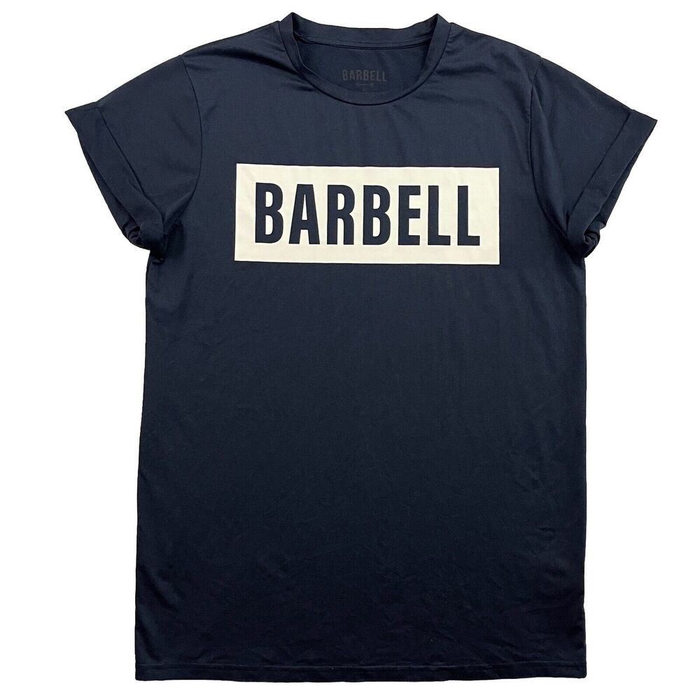 Barbell Apparel T Shirt Mens Small Navy Blue Fitted Sleeve Weightlifting Gym